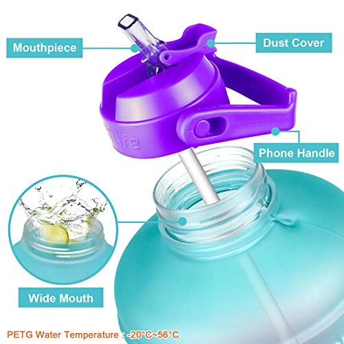 1 Gallon Water Bottle with Straw and Time Marker Leak-Proof BPA Free H475440