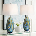 Possini Euro Design Pablo 27" Tall Modern Coastal Table Lamps Set of 2 Blue Art Glass Living Room Bedroom (Colors May Vary)