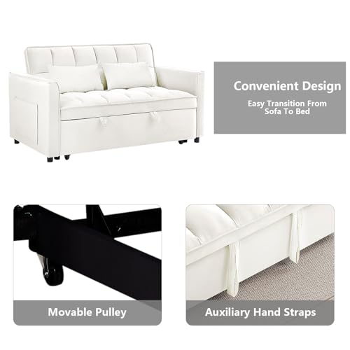 Convertible Sleeper Sofa Bed with Pull-Out Bed and Adjustable Backrest V521