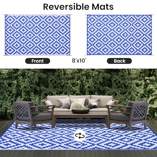Waterproof Outdoor Rug 5x8 ft, Reversible Plastic Straw Patio Mat Z2613