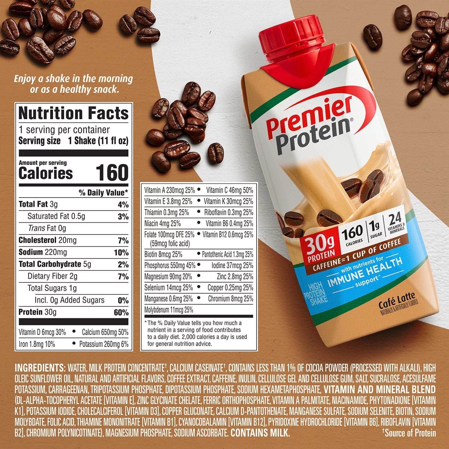 Café Latte High Protein Shake, 11 fl oz, 15 Pack A9514