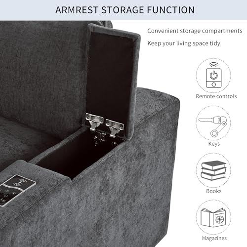 Modular Sectional Sofa with Ottoman, U-Shaped Lounge Couch H930