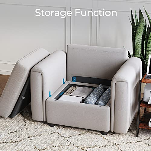 Modular Sectional Sofa with Storage, U Shaped Couch, Blue Y4358