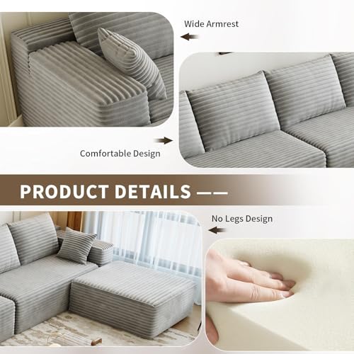 Modular Sectional Sofa with Ottoman, U-Shaped Deep Seat Couch for Living Room O870