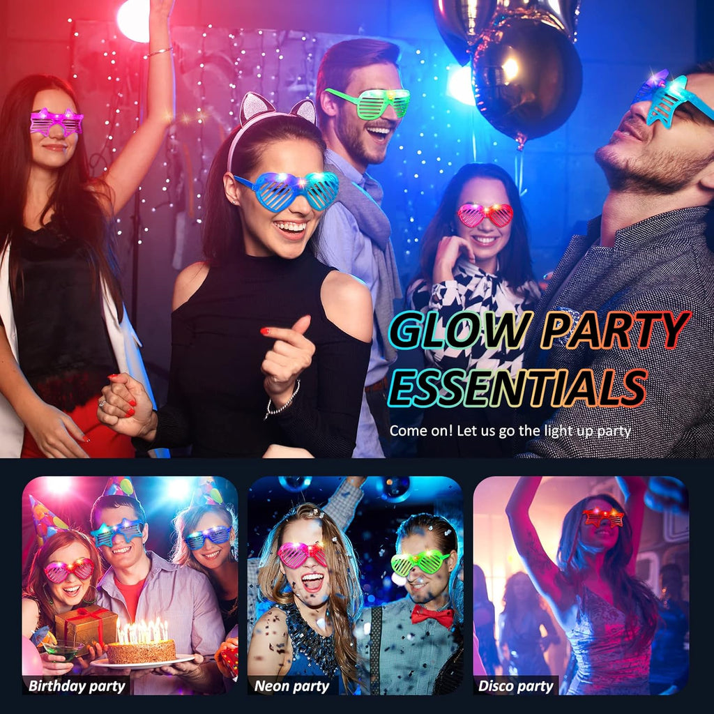 12 Pcs LED Glow in The Dark Glasses for Adult Party Supplies D28733