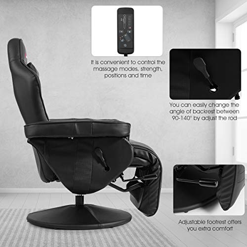 Massage Gaming Chair with Adjustable Backrest and Footrest G669073