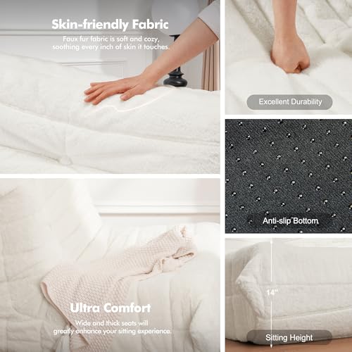 Bean Bag Chair for Adults with Memory Foam, Black Plush X409228