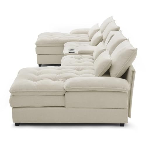 Modular Sectional Sofa with Ottoman, U-Shaped Lounge Couch H930