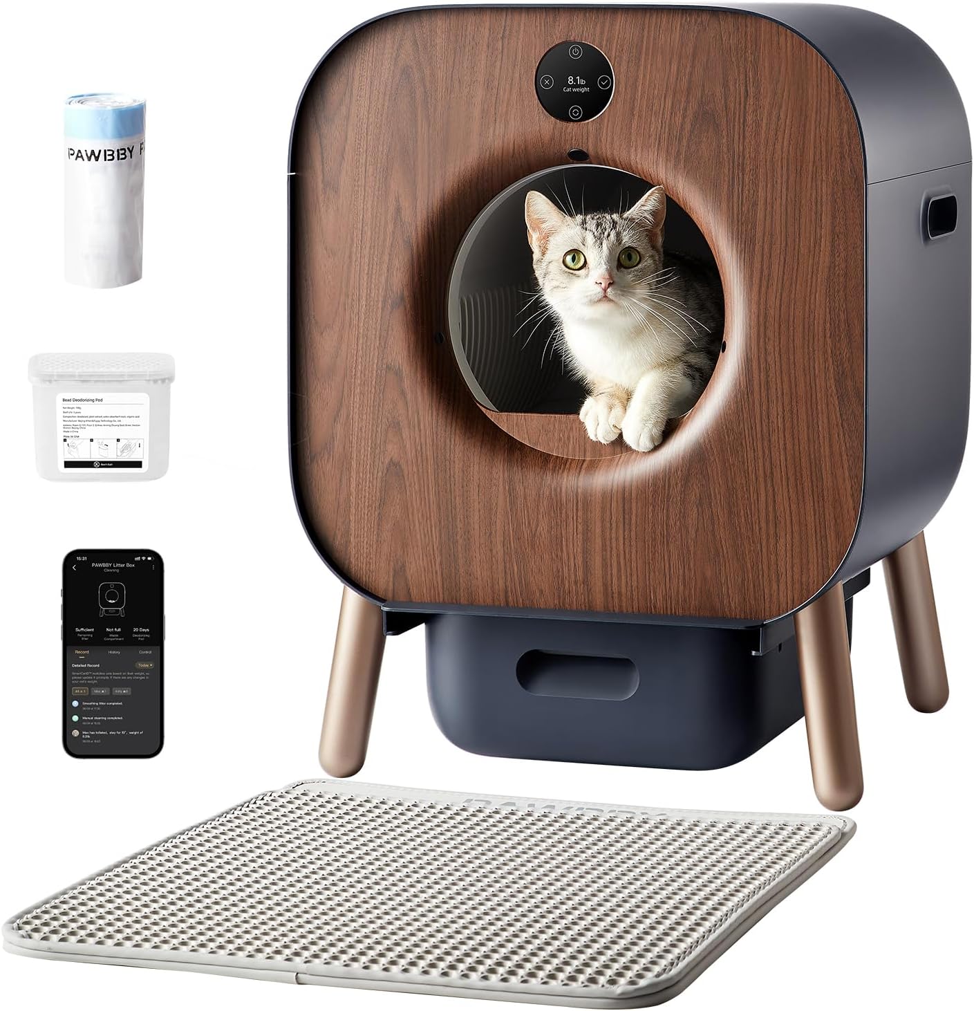 Self Cleaning Litter Box, Automatic Cat Litter Box Self Cleaning for Multi Cats, TUV Certified/Anti-Pinch/Safety Protection/Odor Removal/APP Control Extra Large Litter Box with Mat & Liner