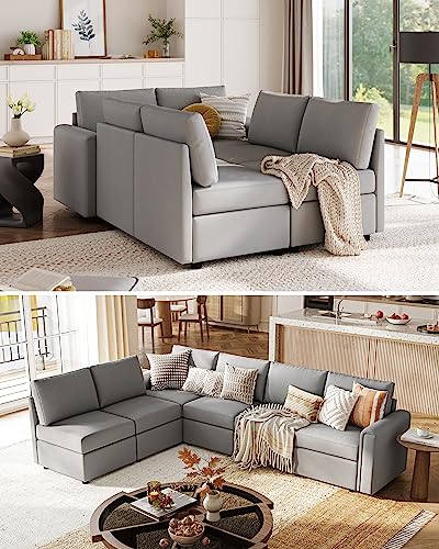 Modular Sectional Sofa with Storage, U Shaped Couch, Blue Y4358