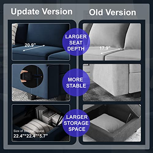 Modular Velvet Sectional Sofa with Chaise Lounge and Storage X4138