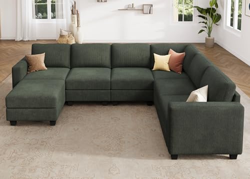 Corduroy Modular Sectional Couch with Storage, L-Shaped, 6 Seater, Dark Gray X823135