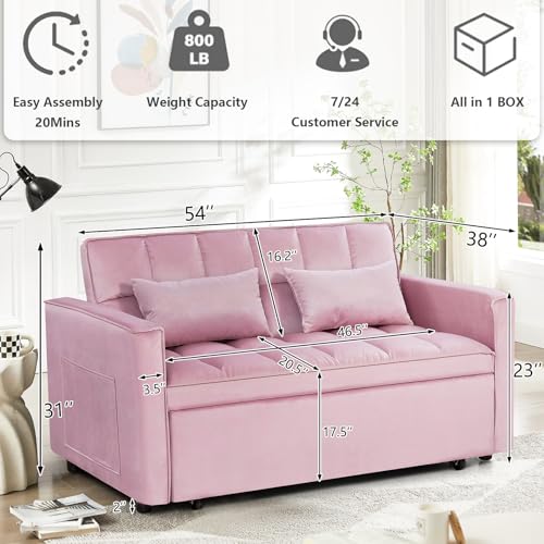 Convertible Sleeper Sofa Bed with Pull-Out Bed and Adjustable Backrest V521