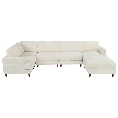 Modular Sectional Sofa with Ottoman, U-Shaped Lounge Couch H930