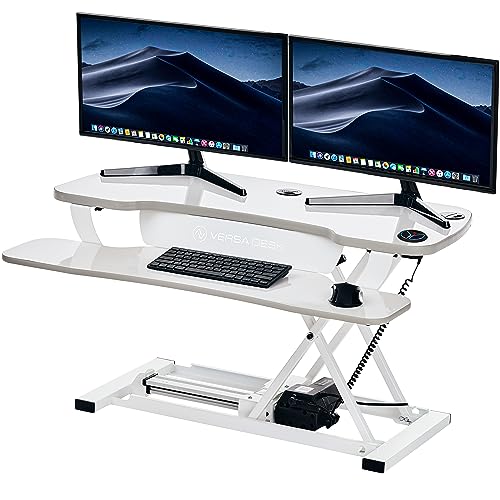 Electric Standing Desk Converter, Height Adjustable Sit to Stand Riser, Dual Monitor Workstation, Black Z74939