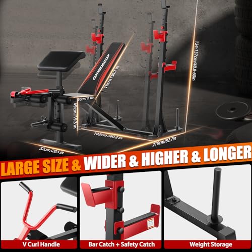 Weight Bench Set with Barbell and Squat Rack, Heavy Duty Adjustable for Home Gym B716371
