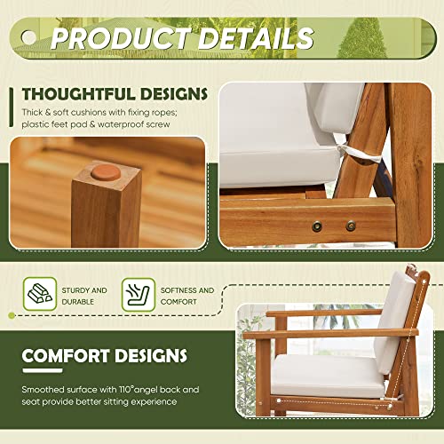 Acacia Wood Patio Conversation Set with Coffee Table and Cushions V550402