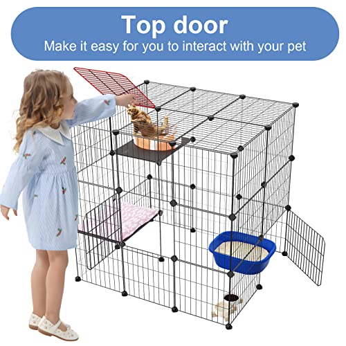 3-Tier Cat Cage Indoor Enclosure DIY Catio Detachable Metal Wire Kennel Q3460