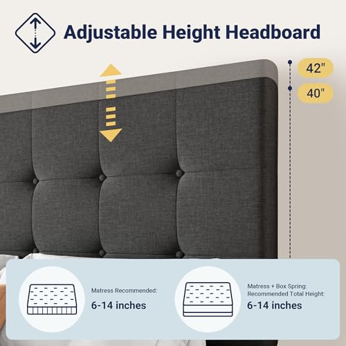 Upholstered Queen Platform Bed Frame with 4 Storage Drawers and Headboard G724955
