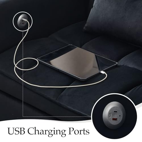 Convertible Sleeper Sofa Couch Bed with USB Port, Adjustable Backrest, Light Grey G549