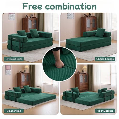 Foldable Floor Sofa Bed with Pillow Back and Armrest, Dark Gray S29408