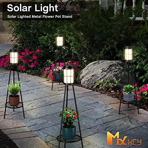 Solar Lights Outdoor with Plant Stands, Metal Tripod Patio Lamp B77585