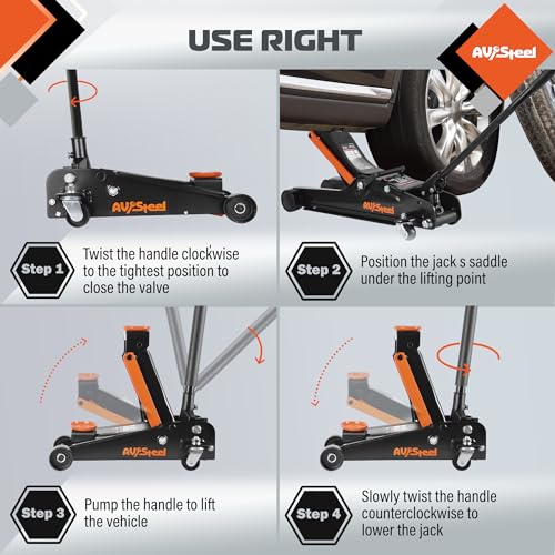 Heavy Duty Hydraulic Floor Jack, 3 Ton Capacity, Quick Lift for Cars X687