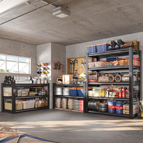 Heavy Duty Metal Shelving 5 Tier Adjustable Storage Shelves, 72" H x 35.5" W x 16" D, Black D96275
