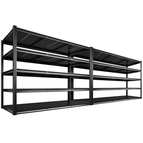 60" W Garage Shelving, 5-Tier Heavy Duty Metal Storage Shelves B8137