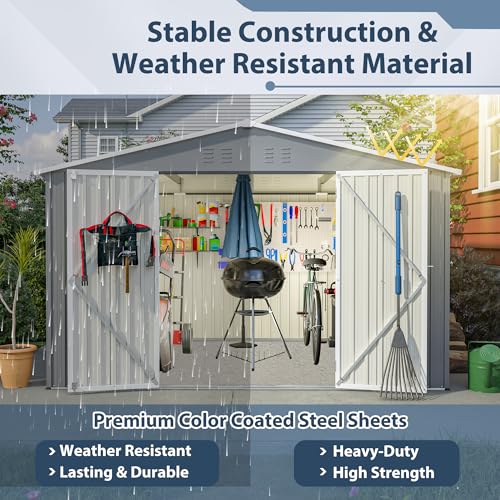 Outdoor Storage Shed, Heavy-Duty All-Weather Tool Shed with Lockable Doors C3585