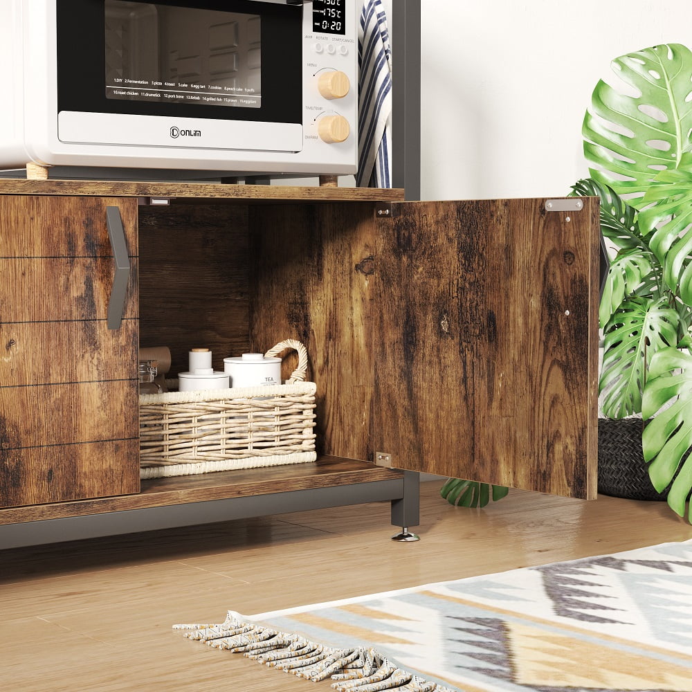 3-Tier Baker's Rack with Cabinet, Kitchen Storage Shelves, Microwave Stand H5194