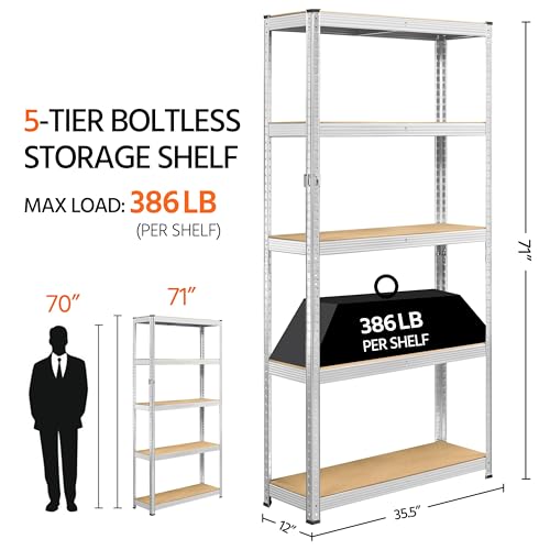 5-Tier Adjustable Metal Shelving Unit for Garage, Pantry, and Warehouse M7734