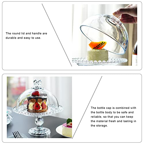 Crystal Cake Plate with Dome, Glass Serving Platter with Lid D2542
