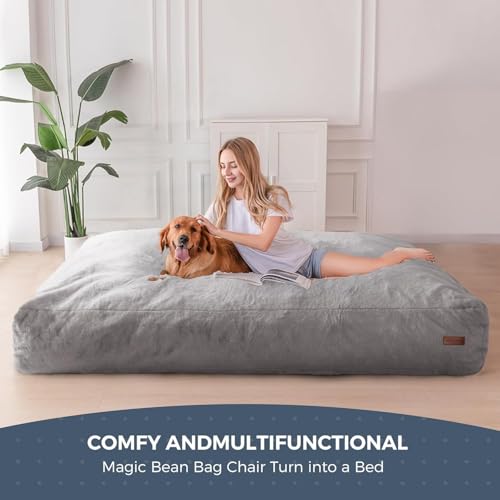 Giant Bean Bag Chair Bed for Adults, Convertible Floor Sofa Mattress R473823