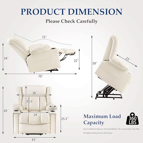 Power Lift Recliner Chair for Elderly with Heat and Massage, Adjustable Positions, Dark Brown P618617