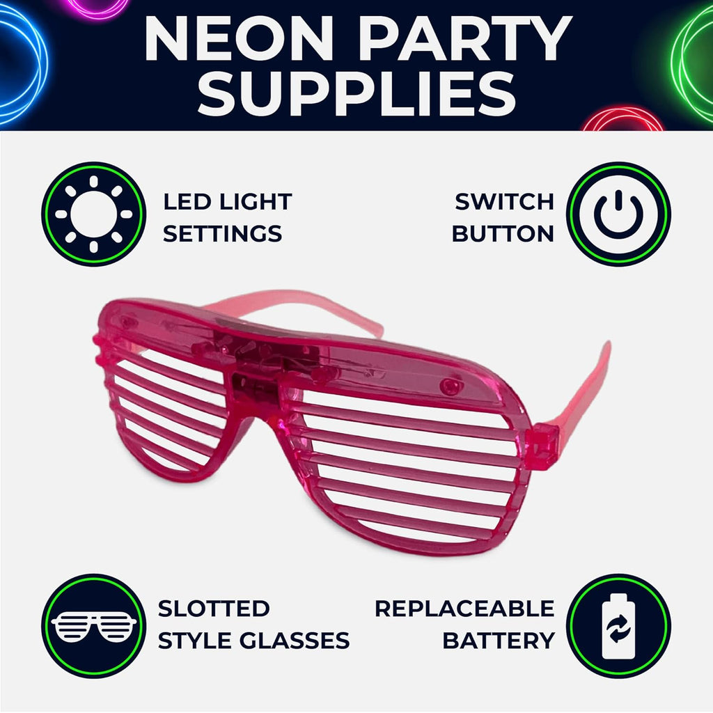Neon LED Glow in the Dark Party Glasses, 25 Pieces Light Up Favors for Kids V238
