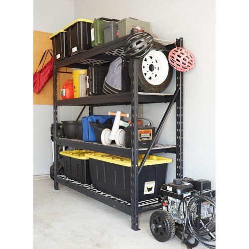 4-Tier Industrial Steel Shelving Unit, 8000-Pound Capacity, Garage Storage Rack O7523