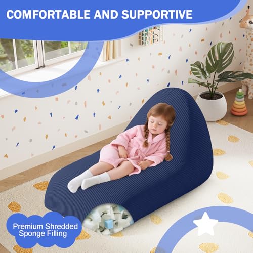 Unicorn Bean Bag Chair for Kids with Filler, Corduroy Floor Lounger, Pink W9694