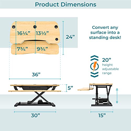 Electric Standing Desk Converter, Height Adjustable Sit to Stand Riser, Dual Monitor Workstation, Black Z74939