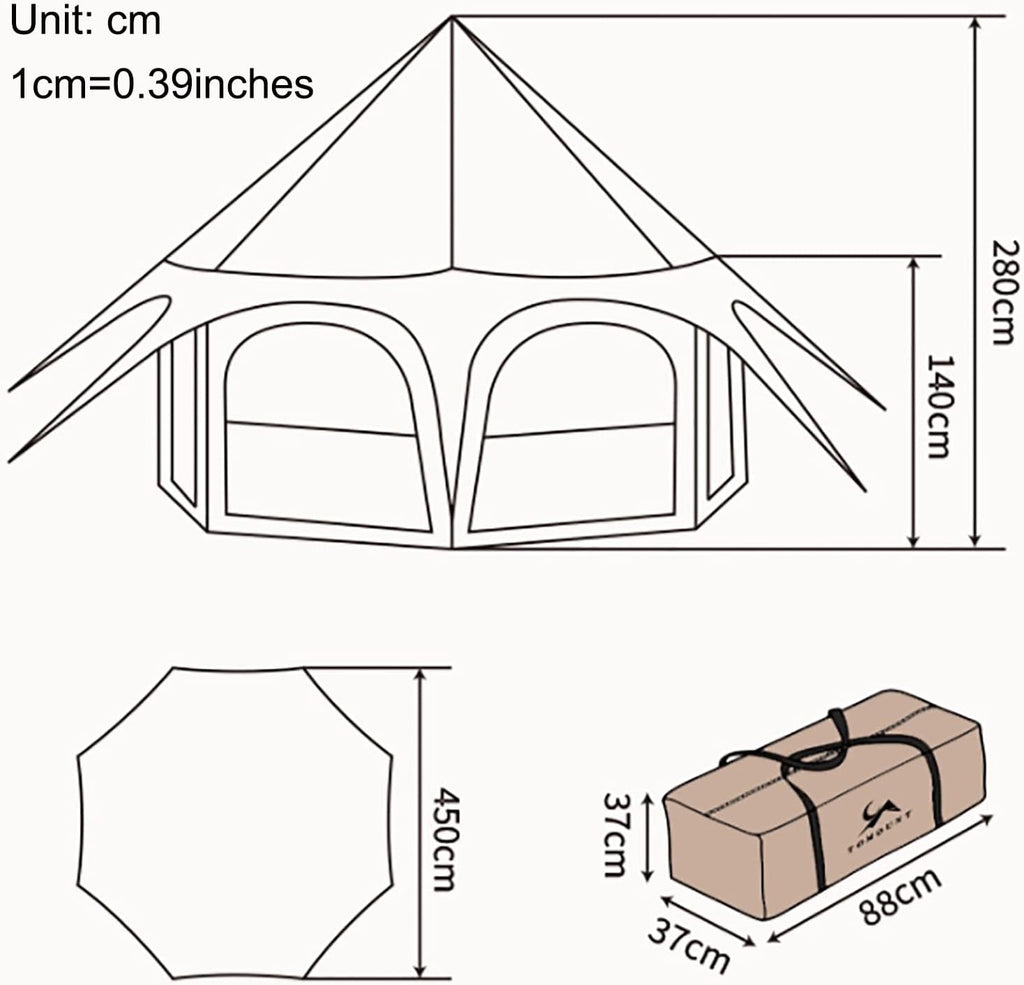 Waterproof Cotton Canvas Bell Tent for 8-10 Person Family Camping B4966