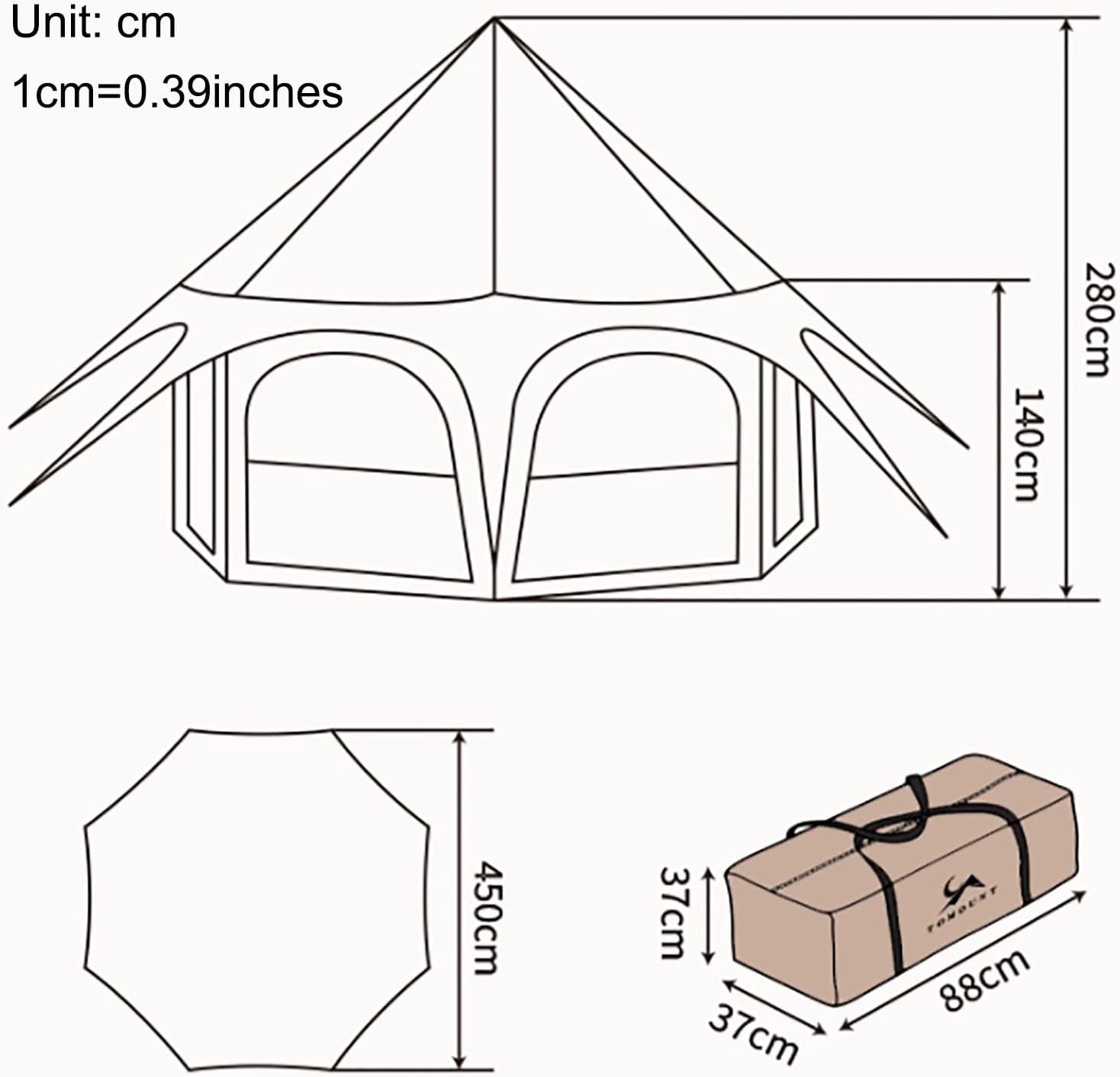 Waterproof Cotton Canvas Bell Tent for 8-10 Person Family Camping B4966