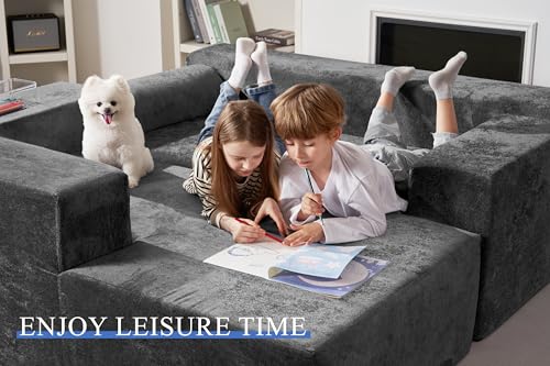 L-Shape Modular Sectional Sofa with Deep Seat, No Assembly Required C597556
