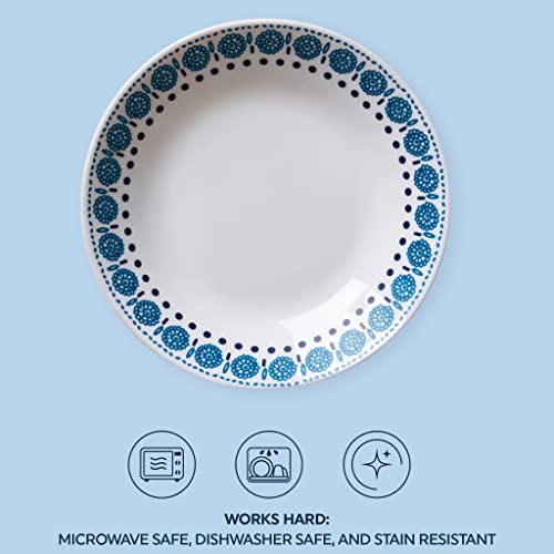 Pasta Bowl Plate Set 4-Piece, 8.5" Higher Rimmed Glass Dinnerware E13529
