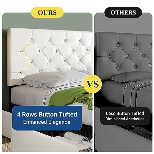 Upholstered Queen Platform Bed Frame with 4 Storage Drawers and Headboard G724955