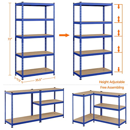 5-Tier Adjustable Metal Shelving Unit for Garage, Pantry, and Warehouse M7734