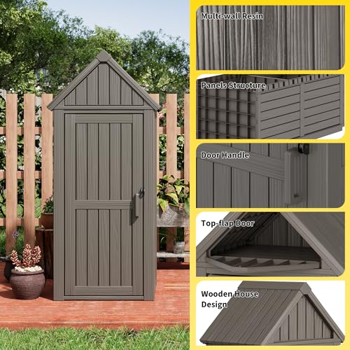 Outdoor Resin Storage Shed with Removable Shelves and Lock X97920