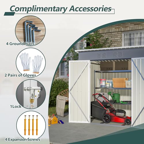 Outdoor Storage Shed, Heavy-Duty All-Weather Tool Shed with Lockable Doors C3585