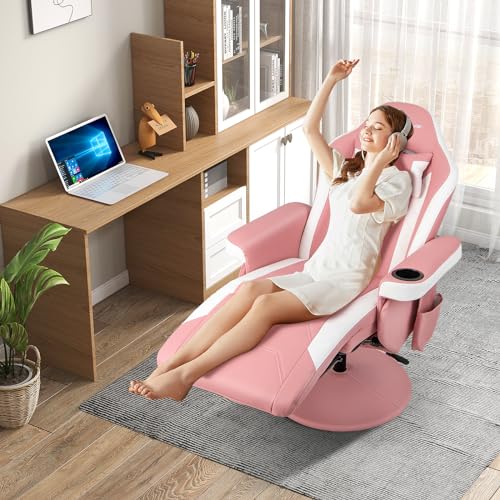 Massage Gaming Chair with Adjustable Backrest and Footrest G669073