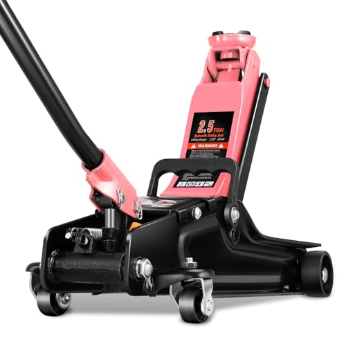 4 Ton Low Profile Floor Jack, Heavy Duty Steel Hydraulic with Dual Pistons Quick Lift Pump P3195