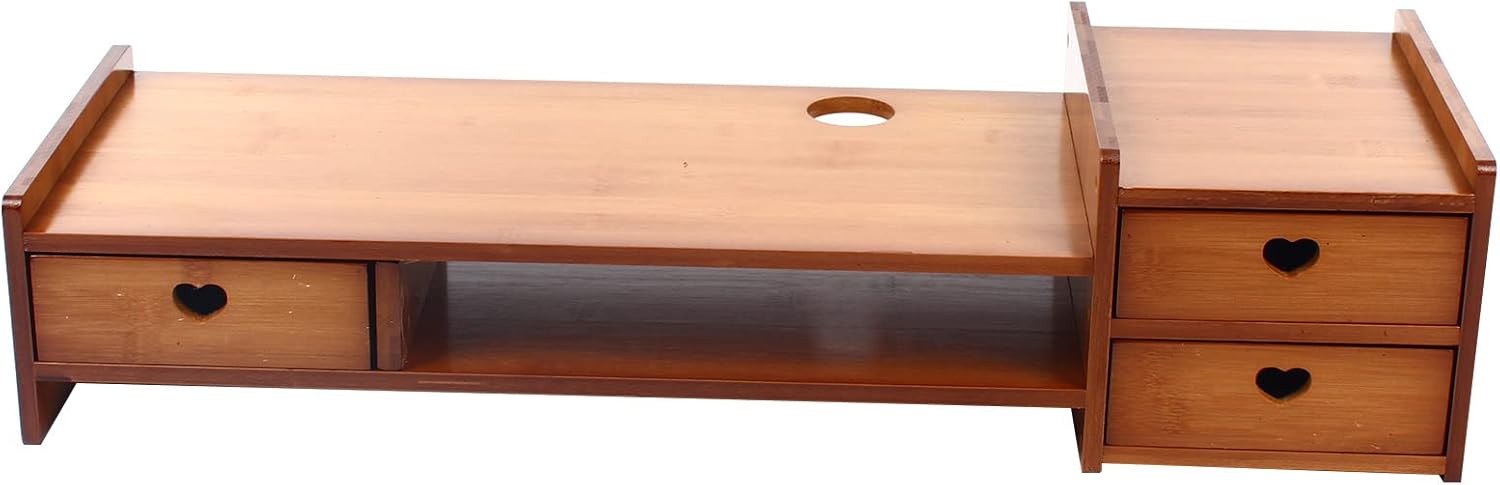 Bamboo Monitor Stand Riser with 3 Drawers G910142